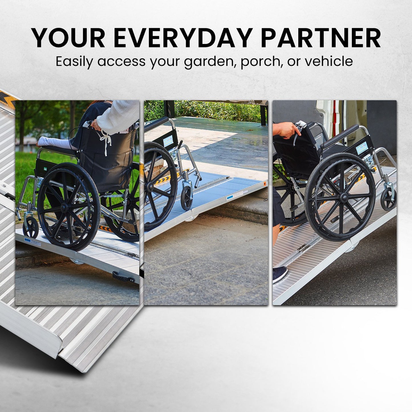 Kartrite Aluminium Portable Non-slip Wheelchair Ramp 6ft - Silver